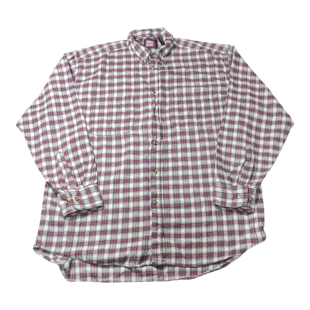Vintage Faded Glory Button Up Size Large Flannel Style